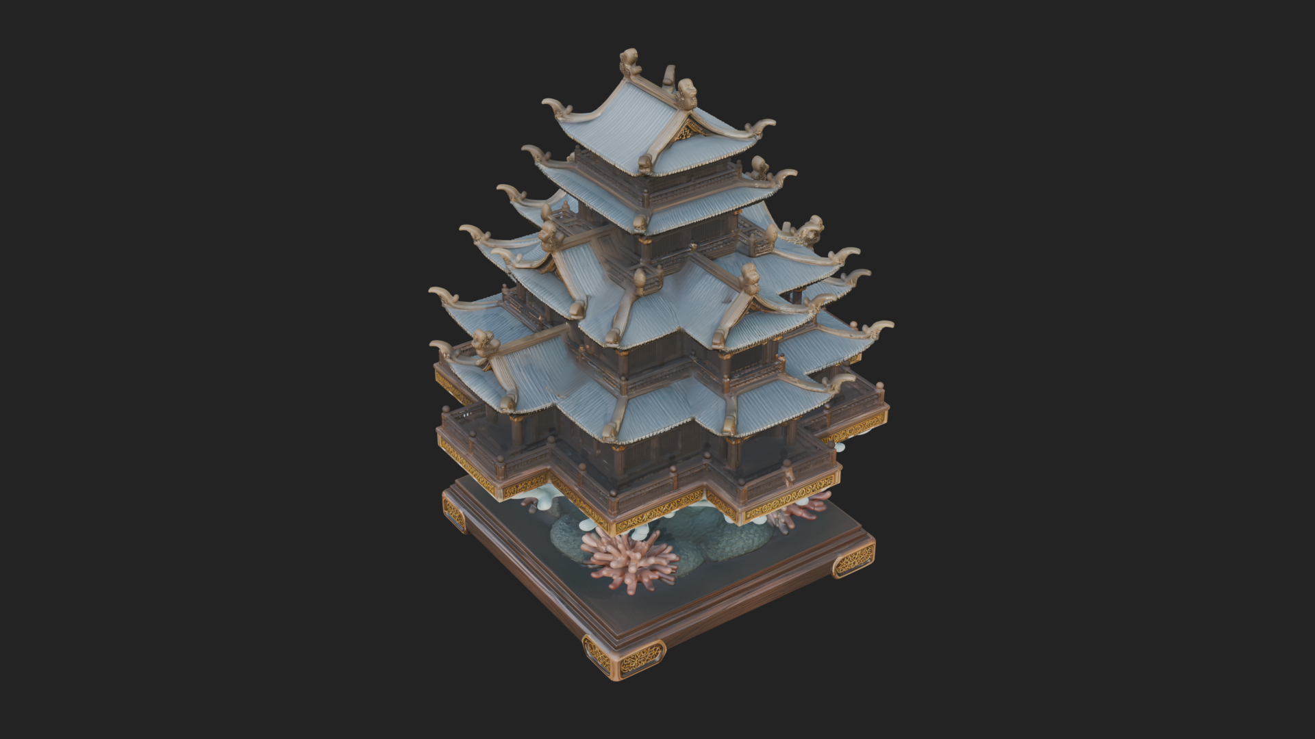 Coral Reef Pagoda Tower Design 3 3D Print Model 3D Model