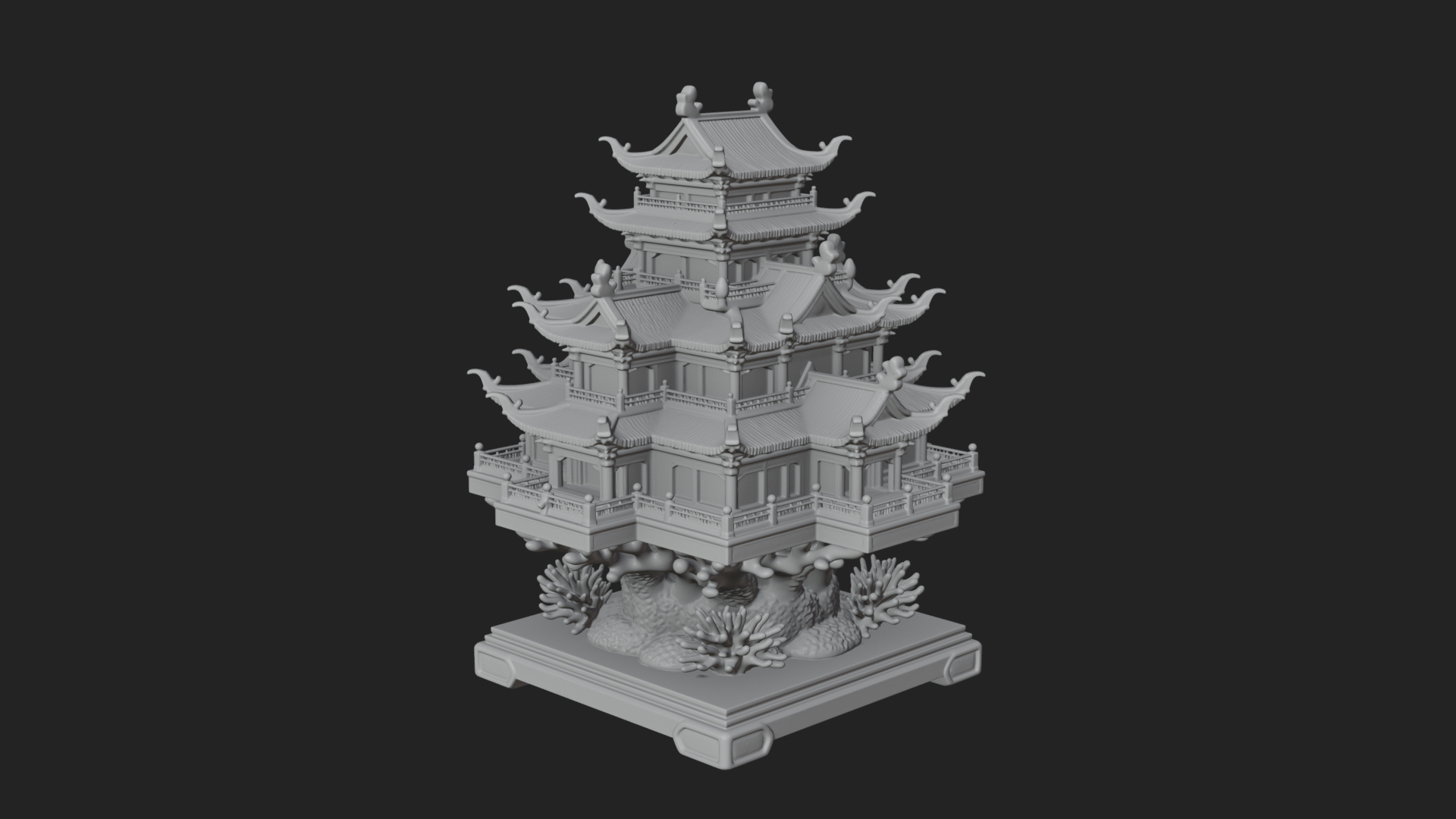 Coral Reef Pagoda Tower Design 3 3D Print Model 3D Model