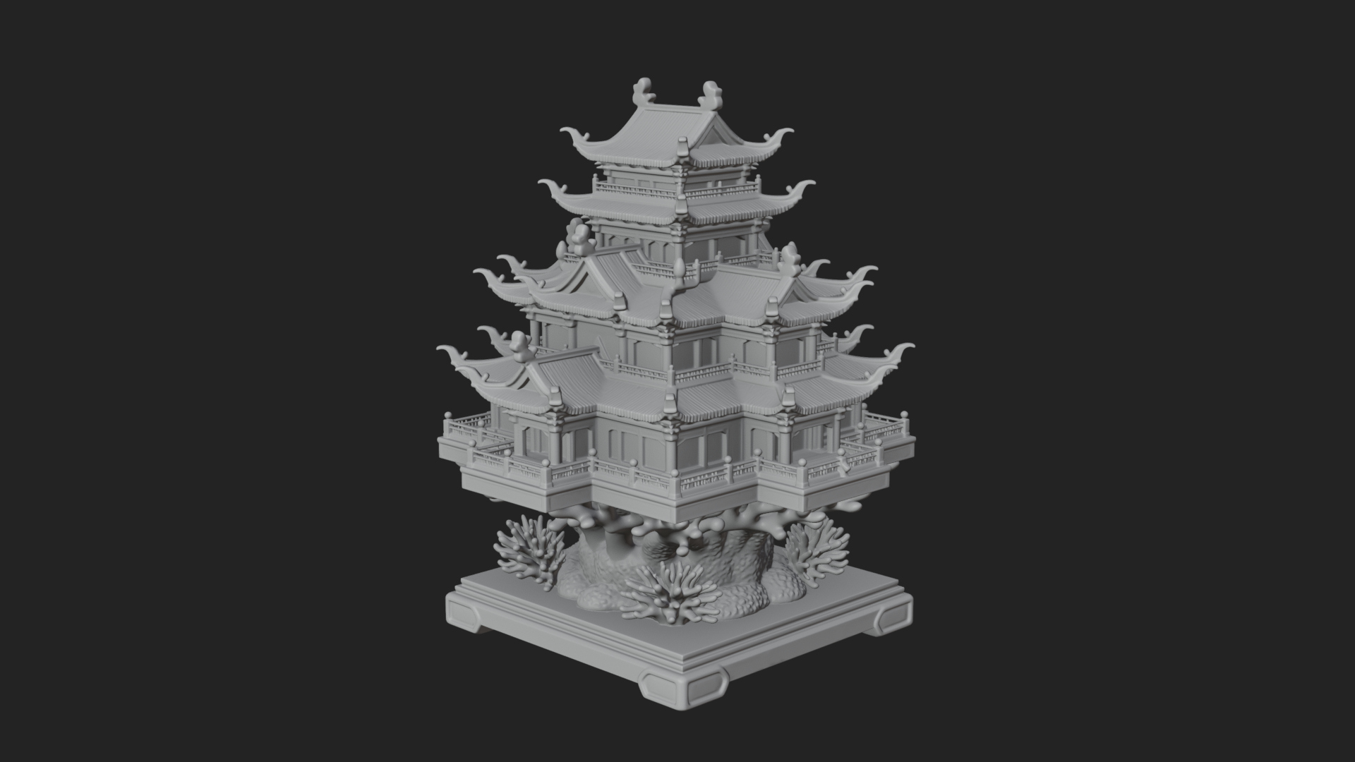Coral Reef Pagoda Tower Design 3 3D Print Model 3D Model