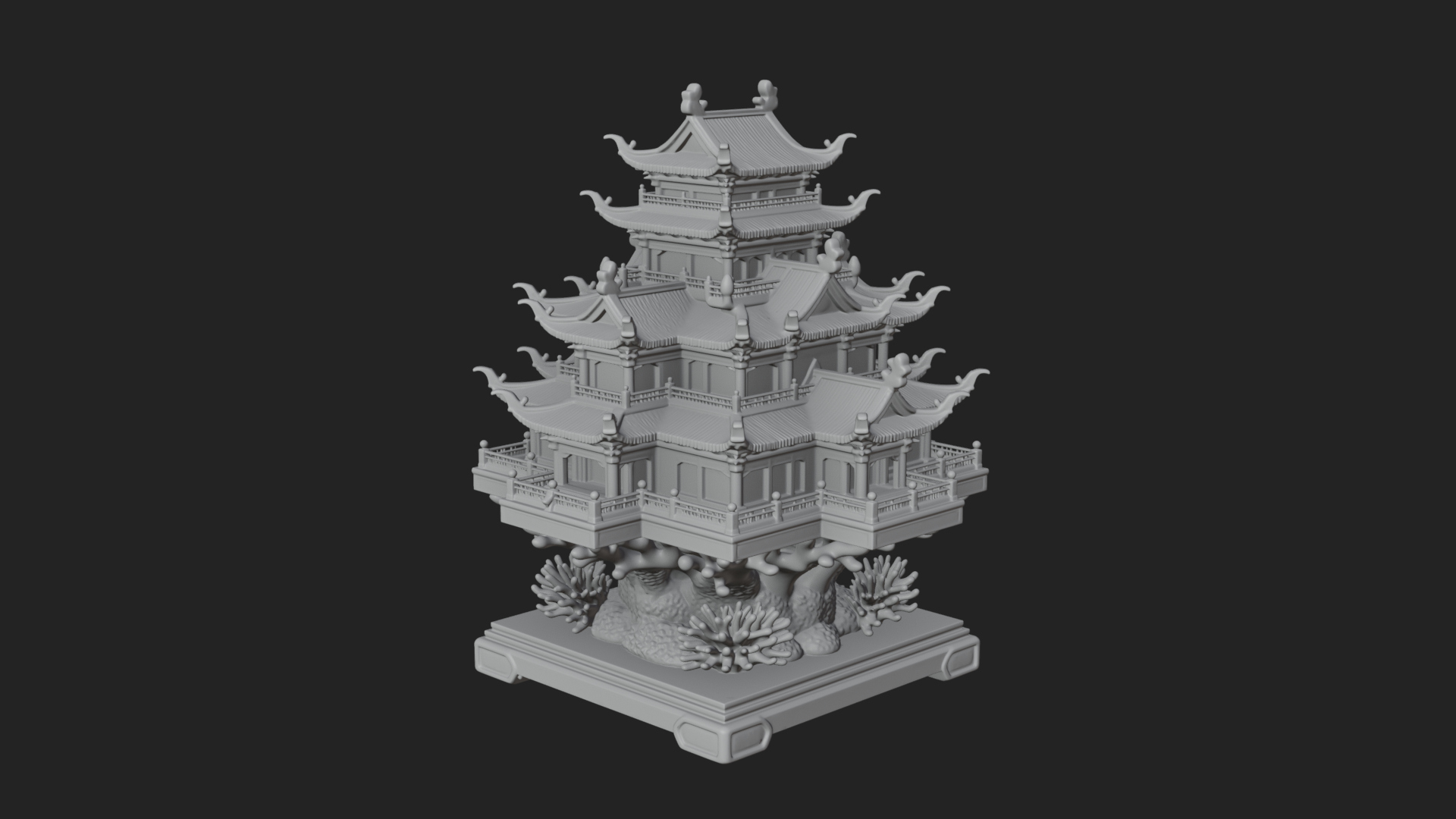 Coral Reef Pagoda Tower Design 3 3D Print Model 3D Model