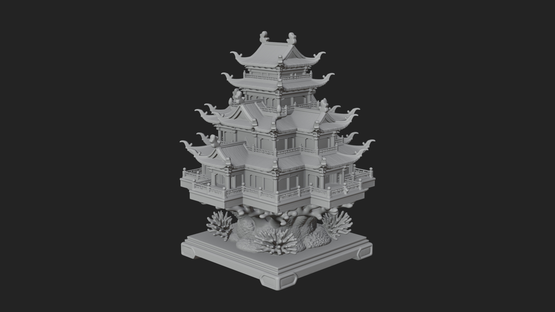 Coral Reef Pagoda Tower Design 3 3D Print Model 3D Model