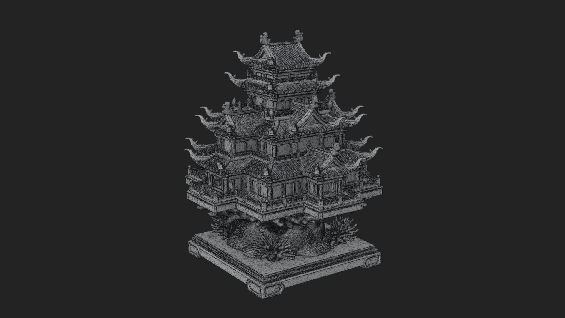 Coral Reef Pagoda Tower Design 3 3D Print Model 3D Model