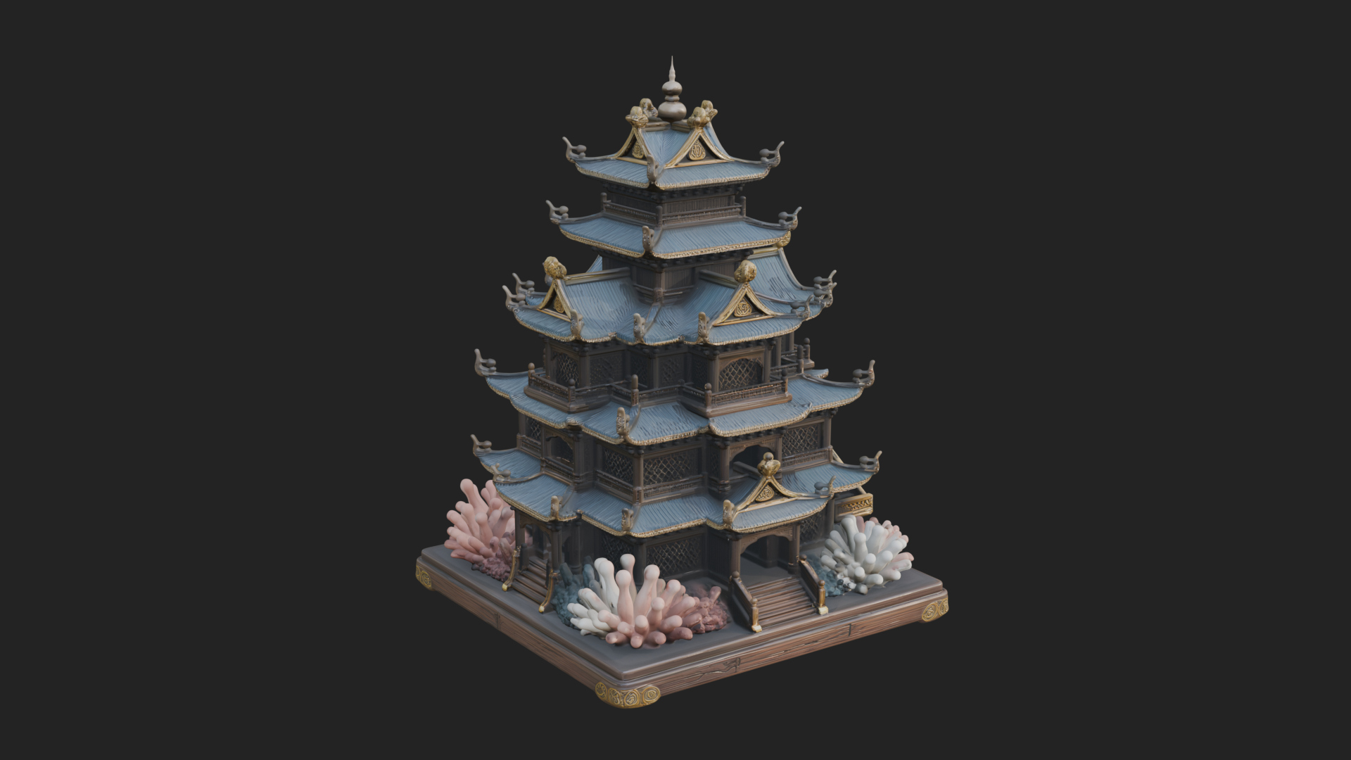 Coral Reef Pagoda Tower Design 4 3D Print Model 3D Model