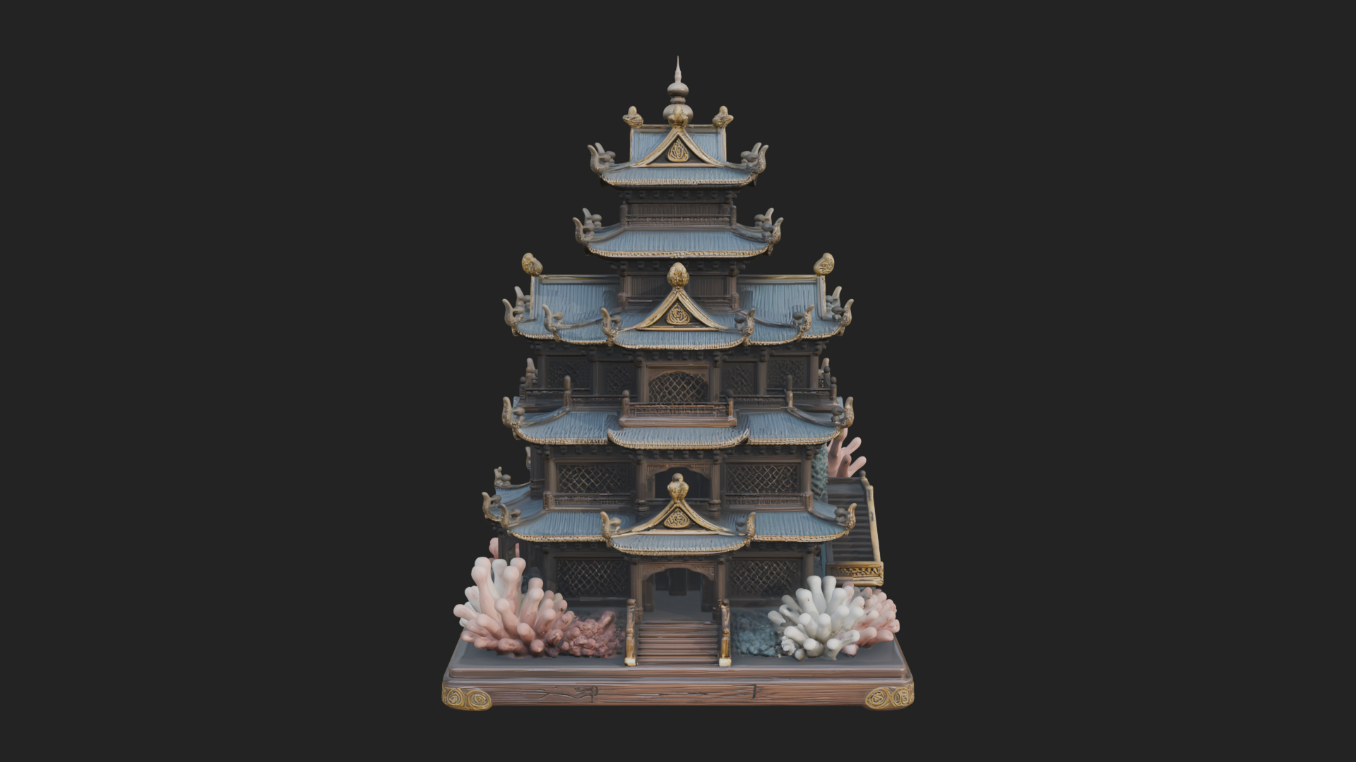 Coral Reef Pagoda Tower Design 4 3D Print Model 3D Model