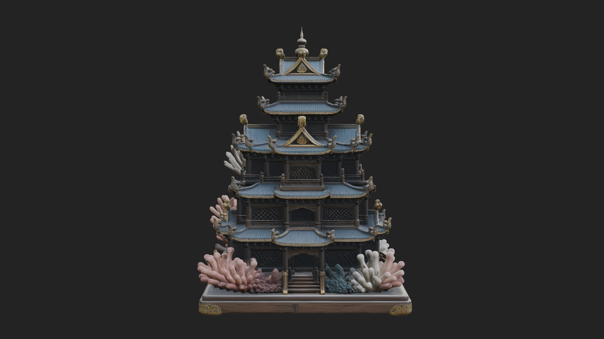 Coral Reef Pagoda Tower Design 4 3D Print Model 3D Model