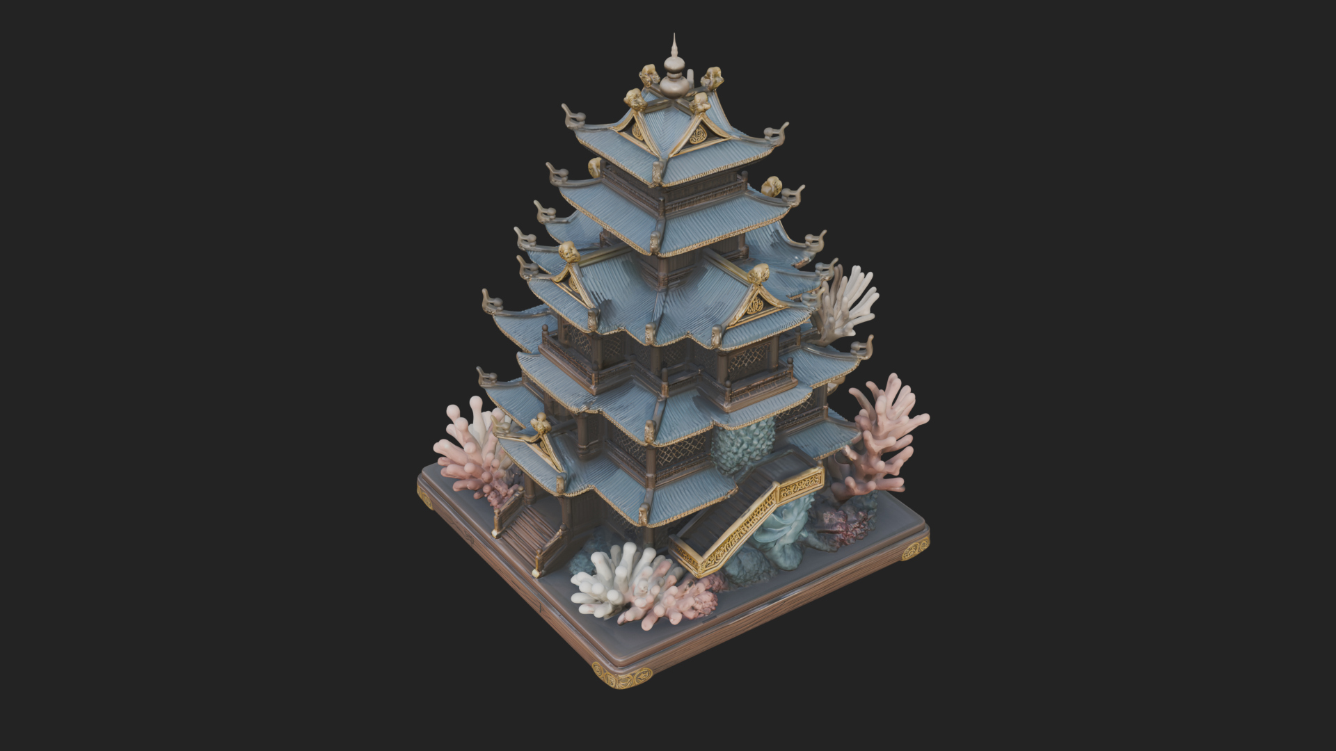 Coral Reef Pagoda Tower Design 4 3D Print Model 3D Model