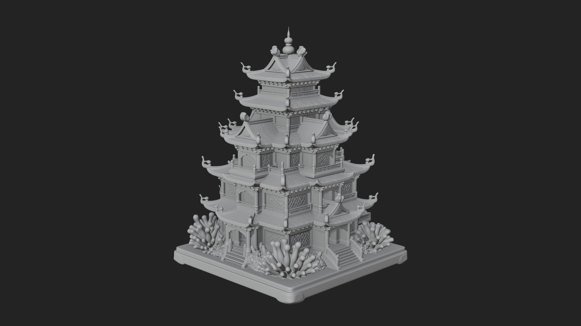 Coral Reef Pagoda Tower Design 4 3D Print Model 3D Model