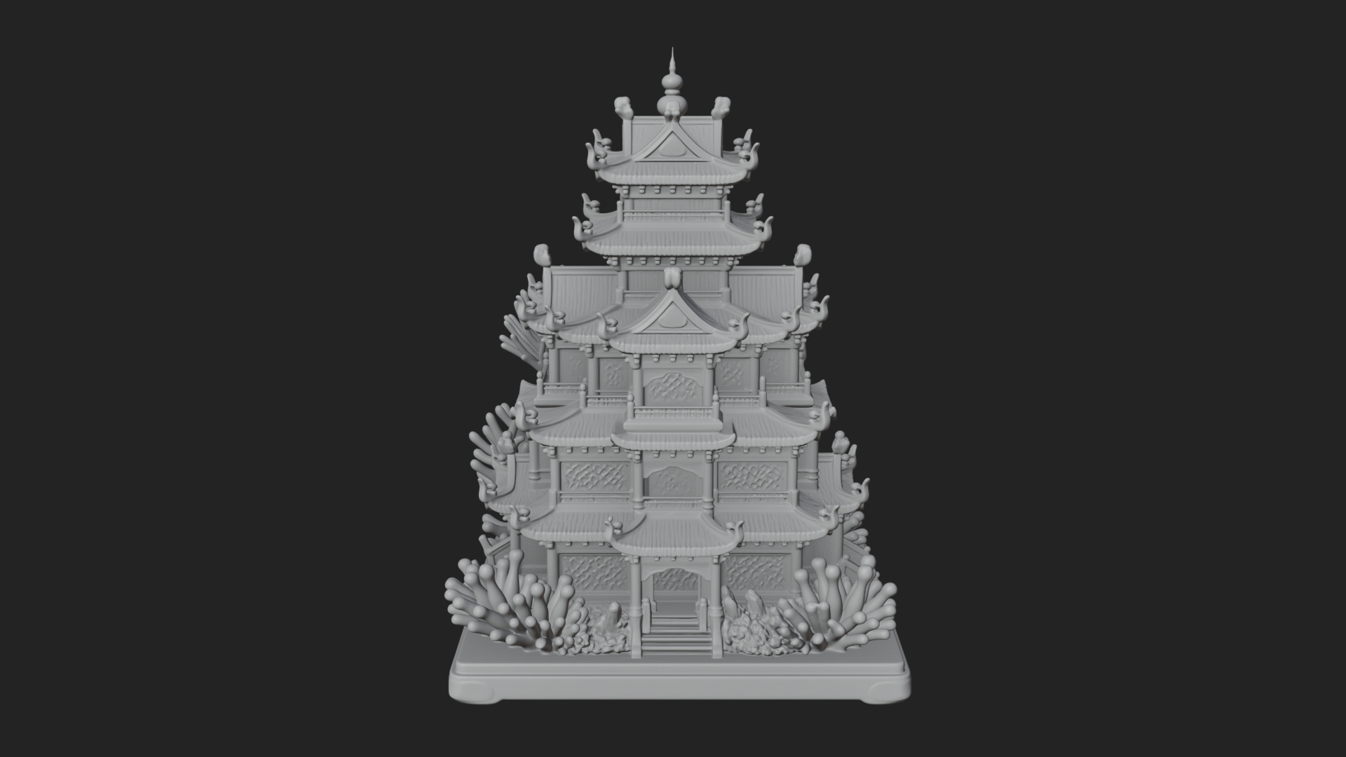 Coral Reef Pagoda Tower Design 4 3D Print Model 3D Model