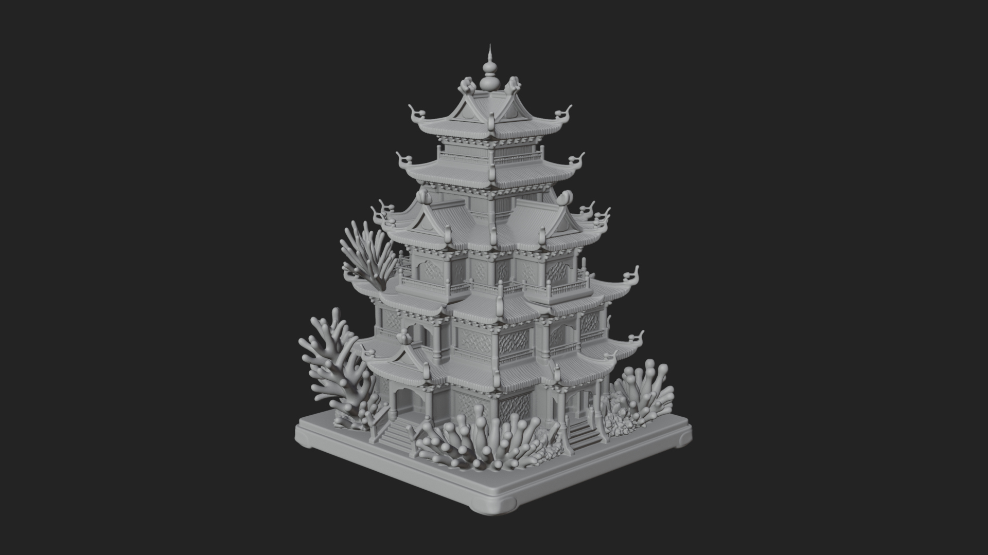 Coral Reef Pagoda Tower Design 4 3D Print Model 3D Model