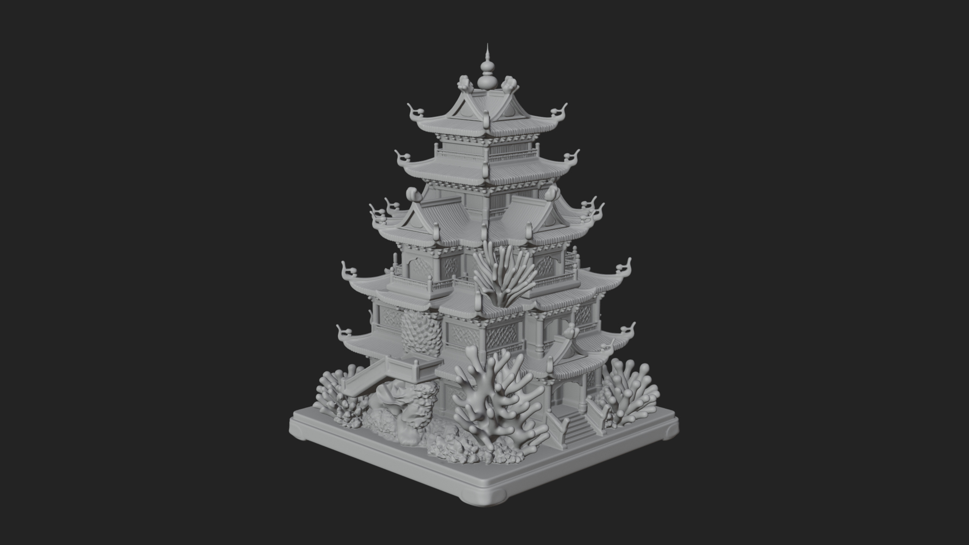 Coral Reef Pagoda Tower Design 4 3D Print Model 3D Model