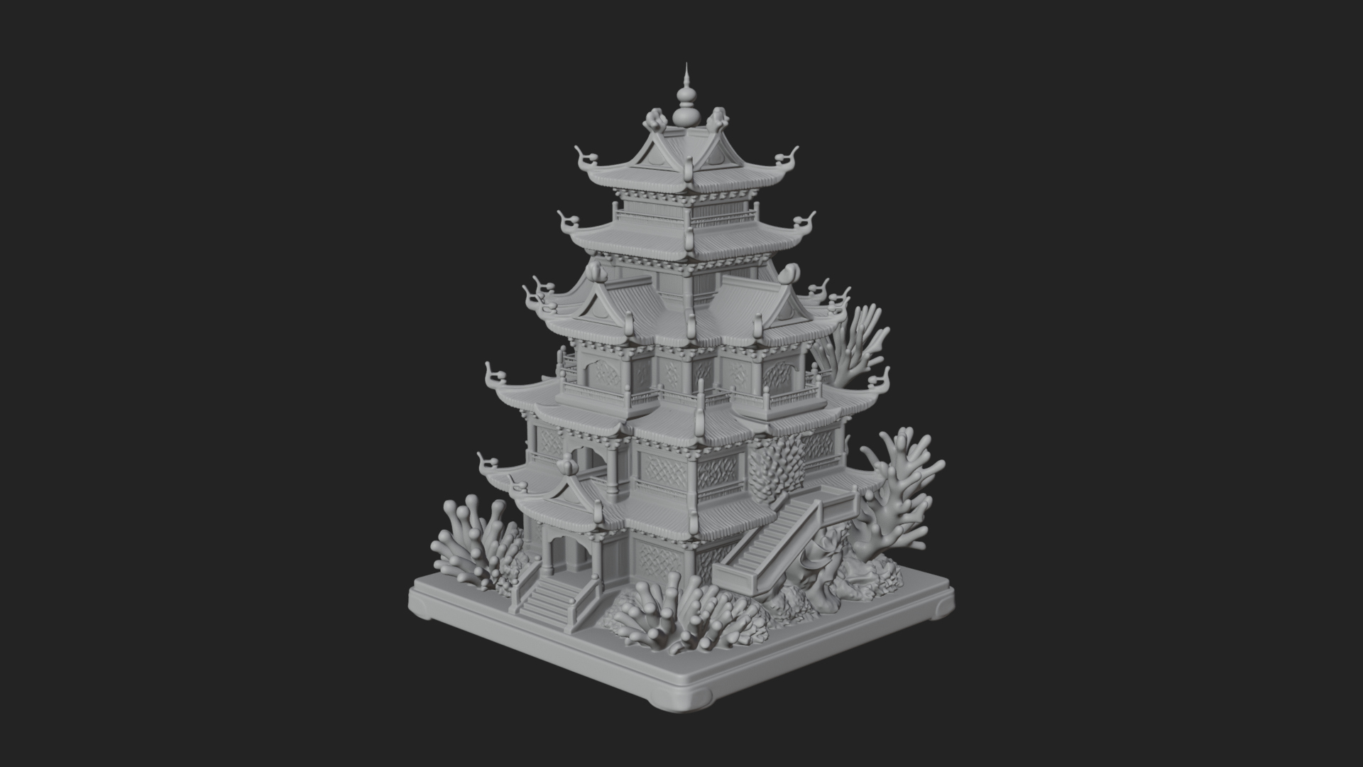 Coral Reef Pagoda Tower Design 4 3D Print Model 3D Model