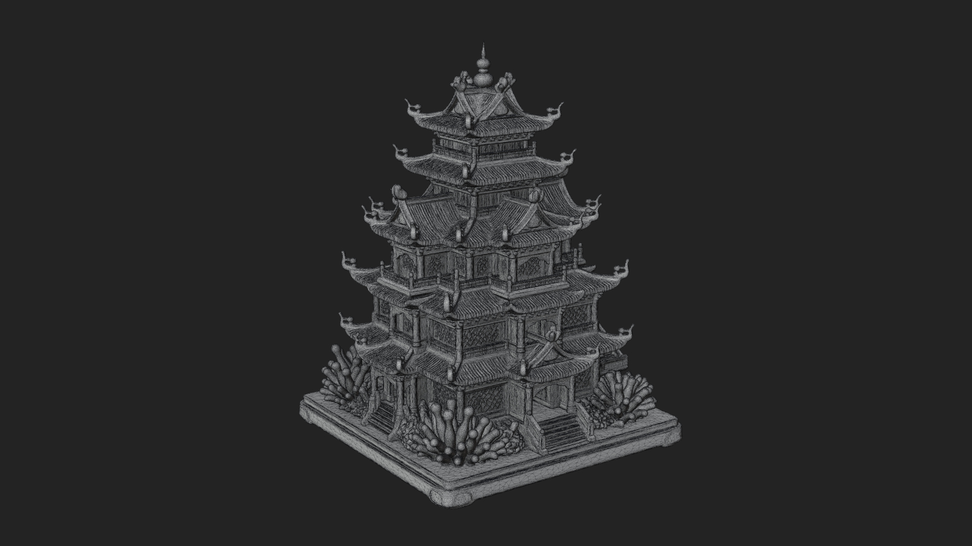 Coral Reef Pagoda Tower Design 4 3D Print Model 3D Model