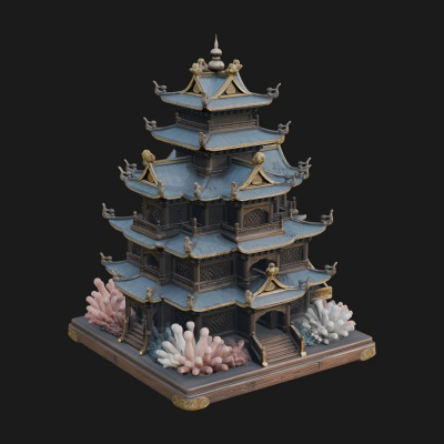 Coral Reef Pagoda Tower Design 4 3D Print Model