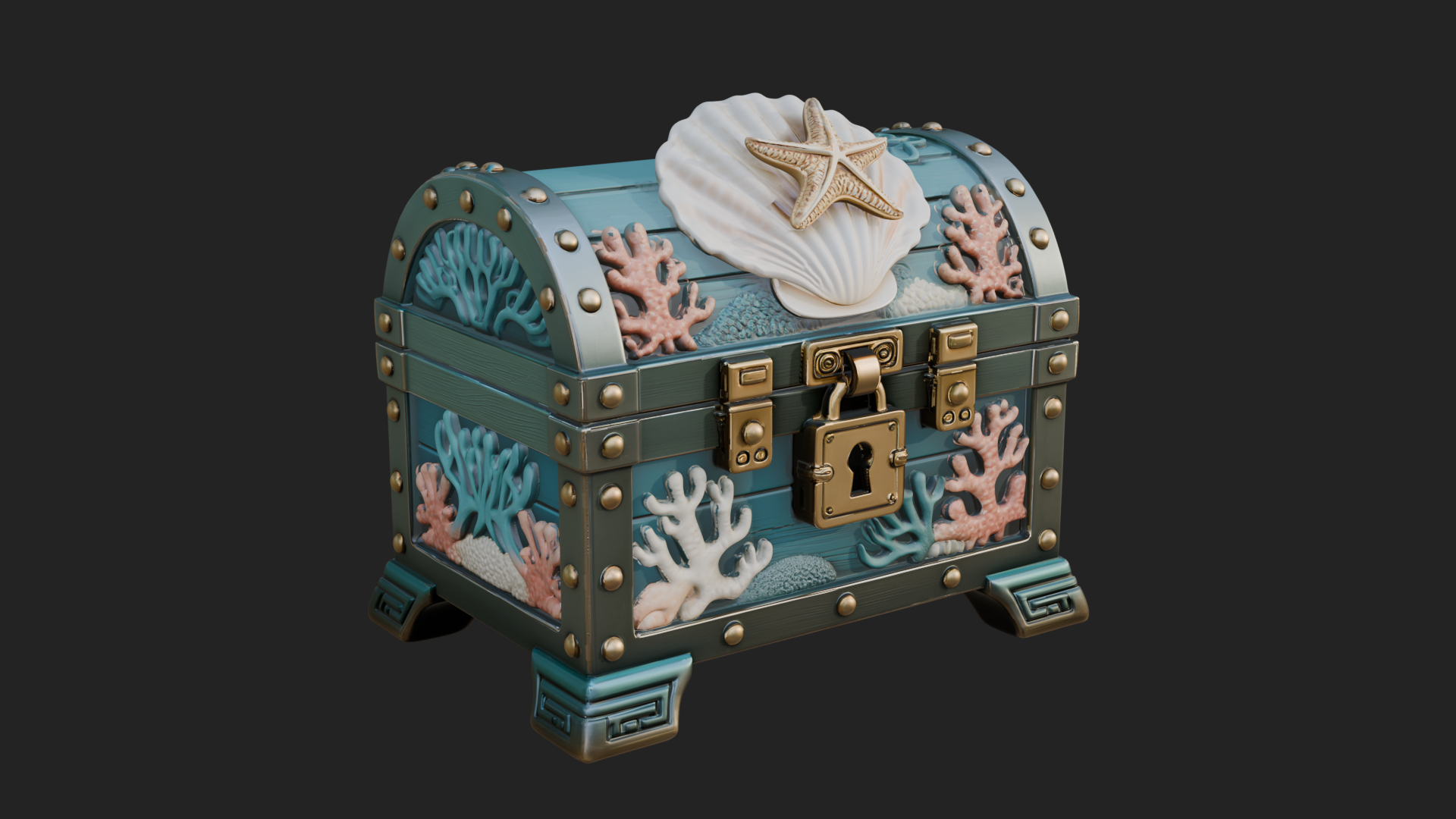 Coral Sea Treasure Chest Model Design 1 3D Print Model 3D Model