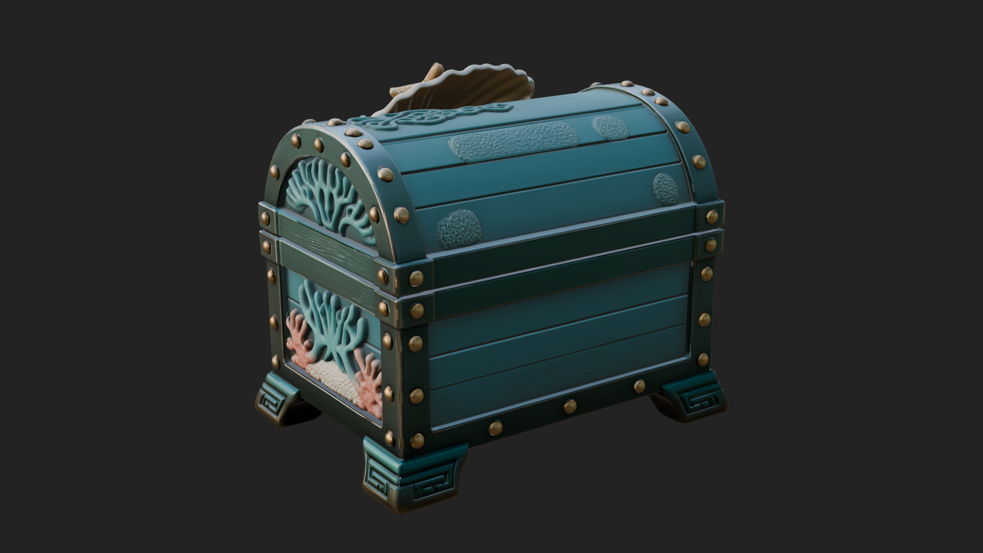 Coral Sea Treasure Chest Model Design 1 3D Print Model 3D Model