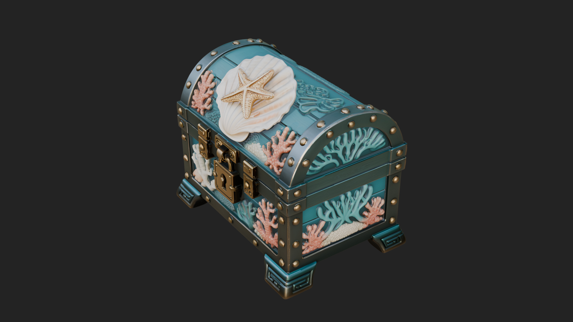 Coral Sea Treasure Chest Model Design 1 3D Print Model 3D Model