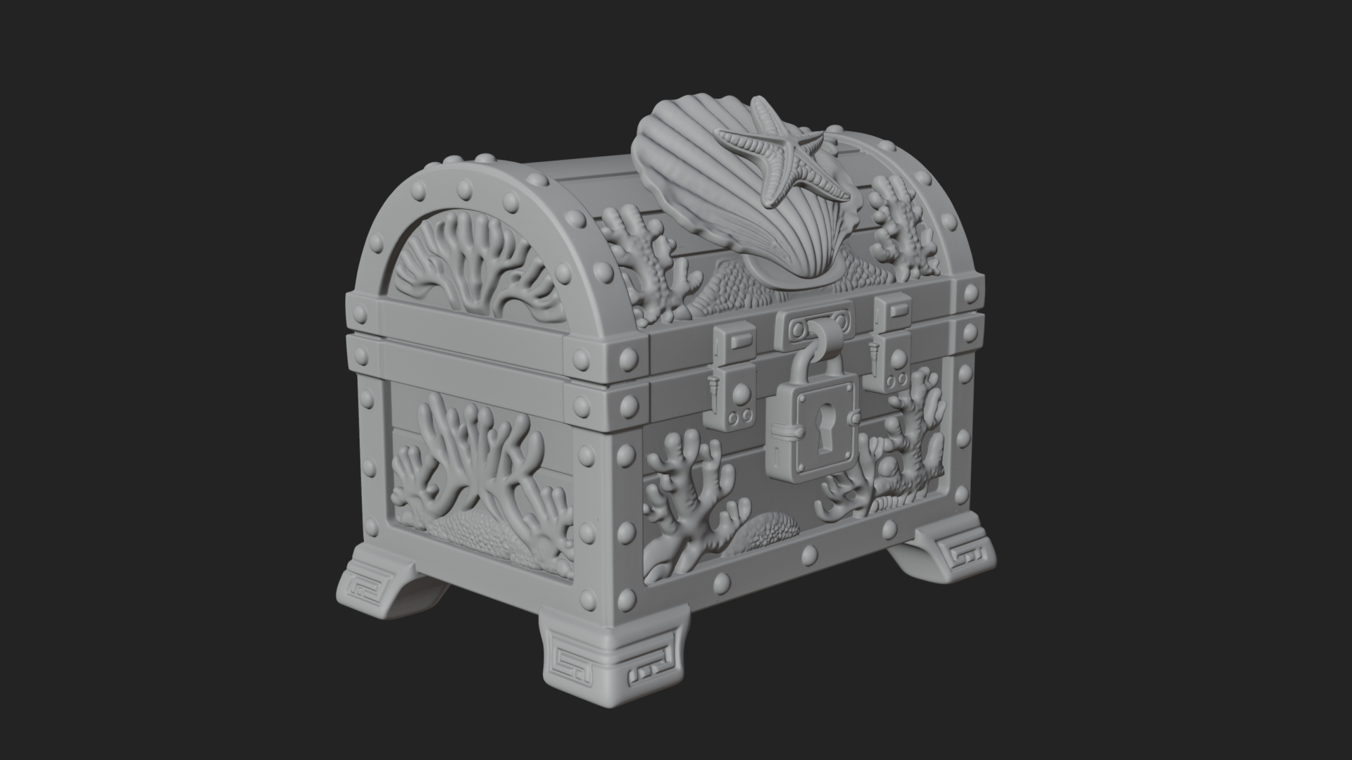 Coral Sea Treasure Chest Model Design 1 3D Print Model 3D Model