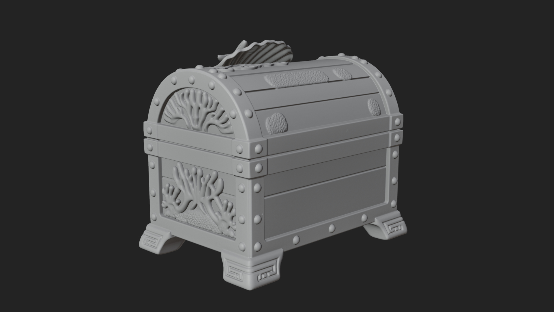 Coral Sea Treasure Chest Model Design 1 3D Print Model 3D Model