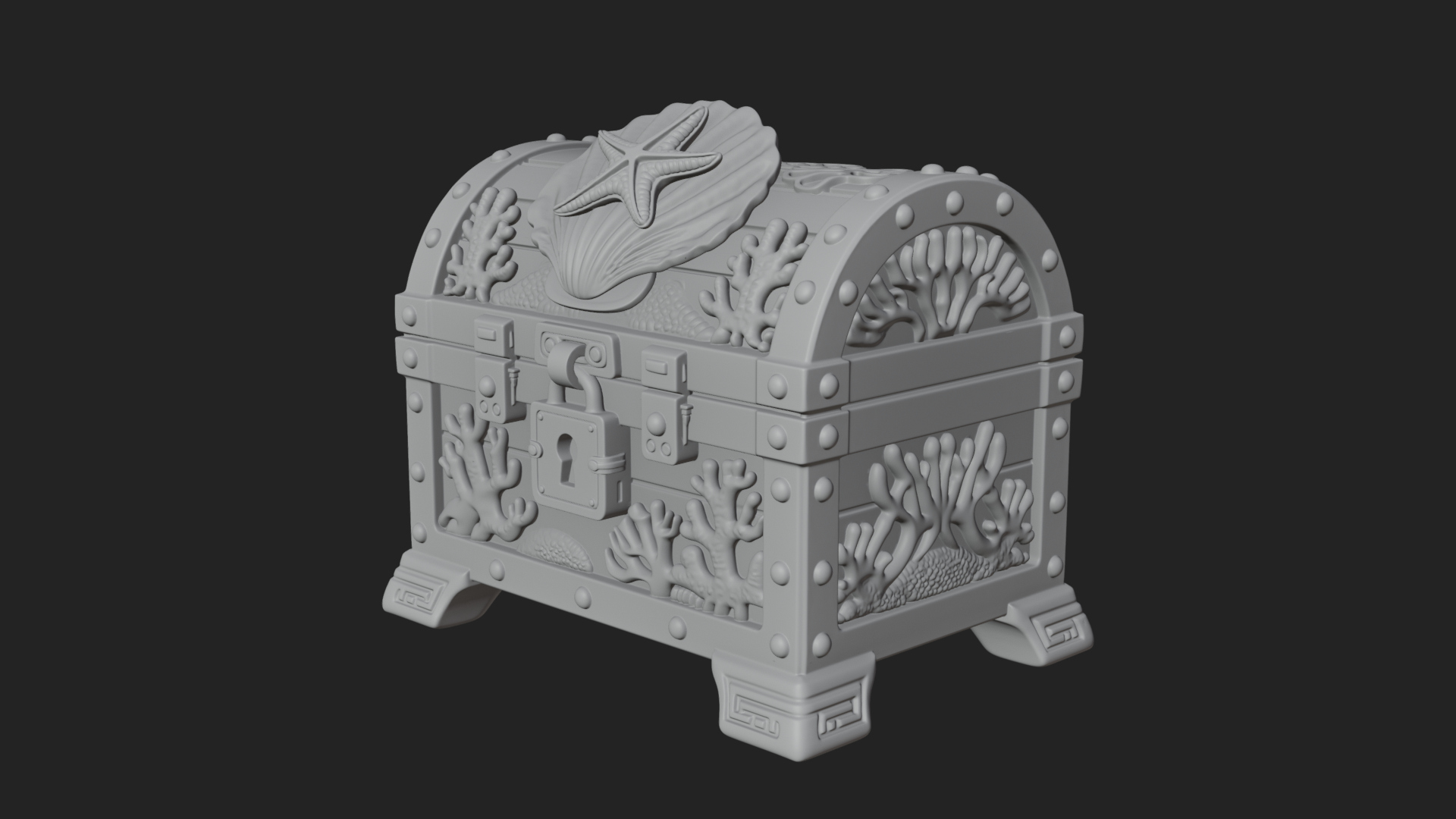 Coral Sea Treasure Chest Model Design 1 3D Print Model 3D Model