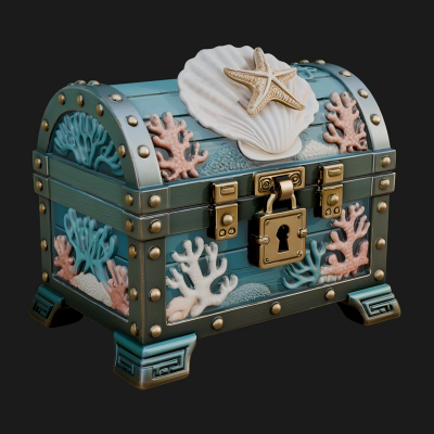 Coral Sea Treasure Chest Model Design 1 3D Print Model