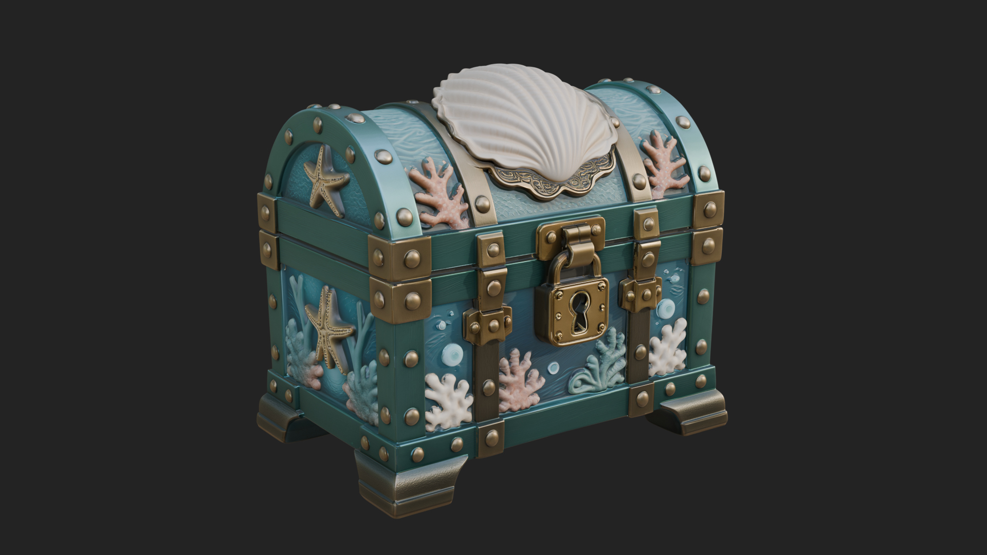 Coral Sea Treasure Chest Model Design 2 3D Print Model 3D Model