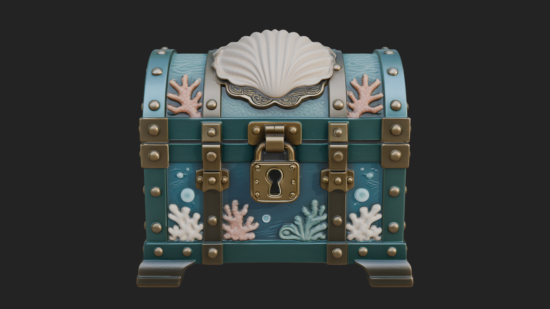 Coral Sea Treasure Chest Model Design 2 3D Print Model 3D Model