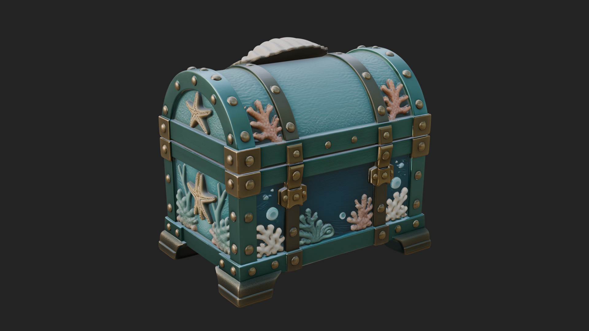 Coral Sea Treasure Chest Model Design 2 3D Print Model 3D Model