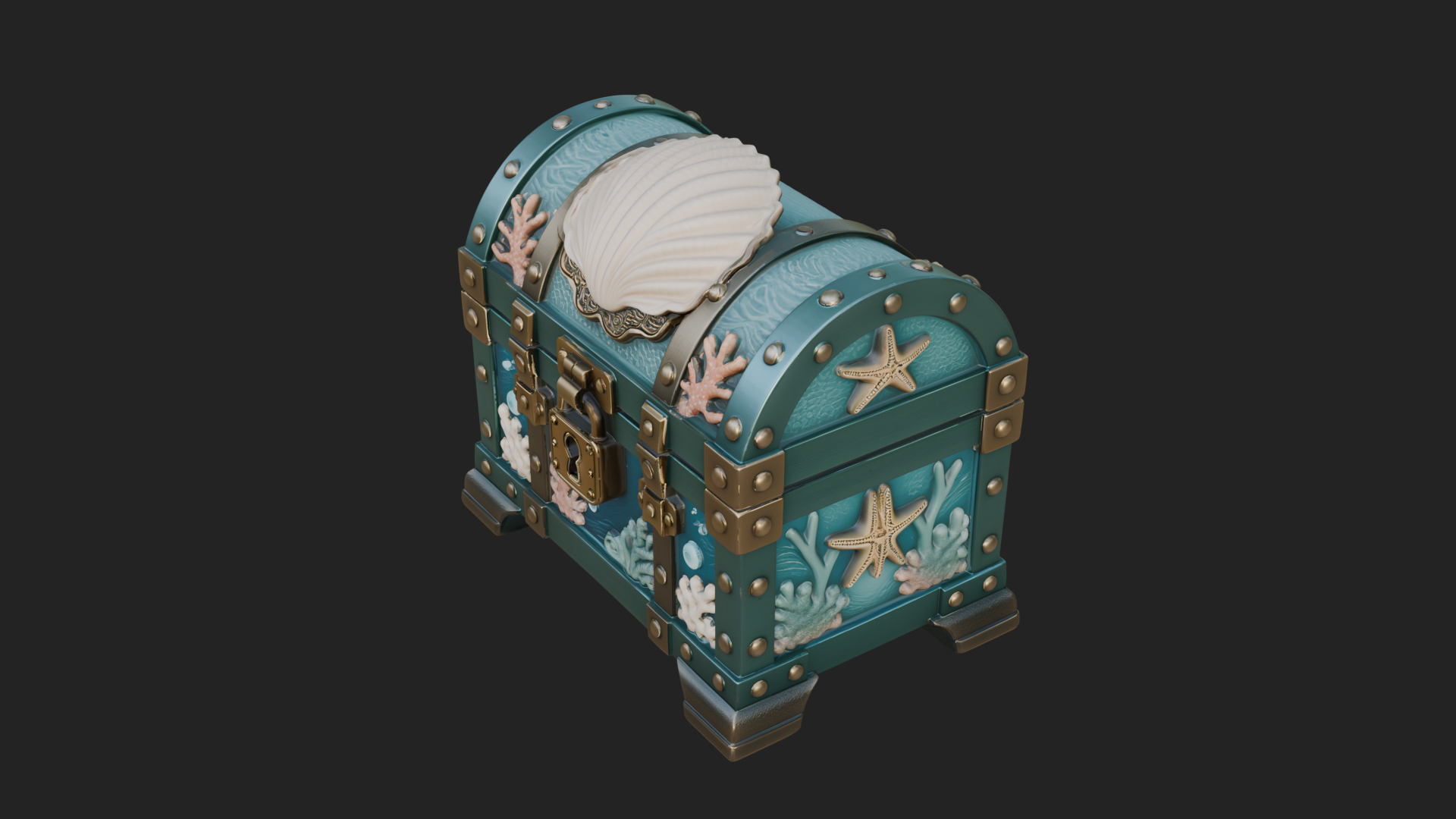 Coral Sea Treasure Chest Model Design 2 3D Print Model 3D Model