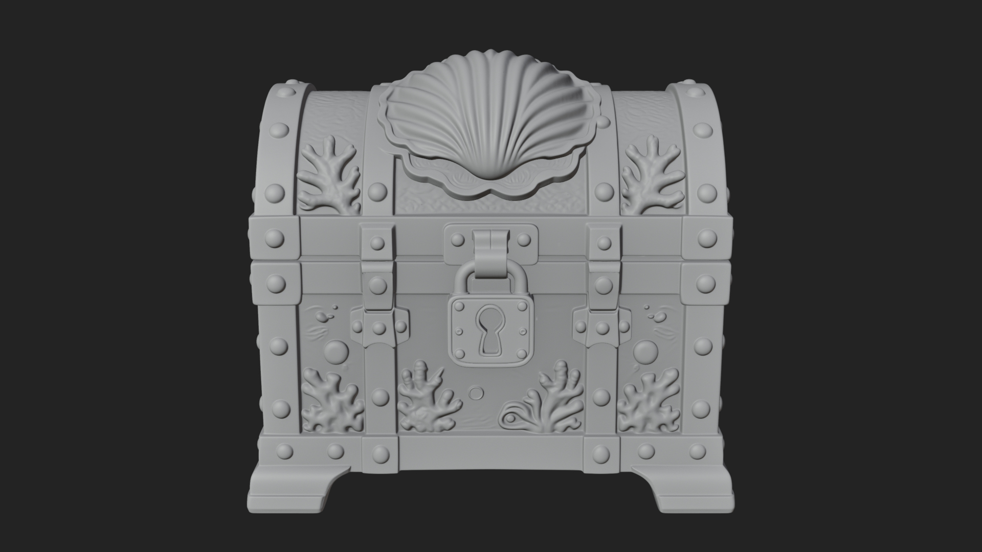 Coral Sea Treasure Chest Model Design 2 3D Print Model 3D Model
