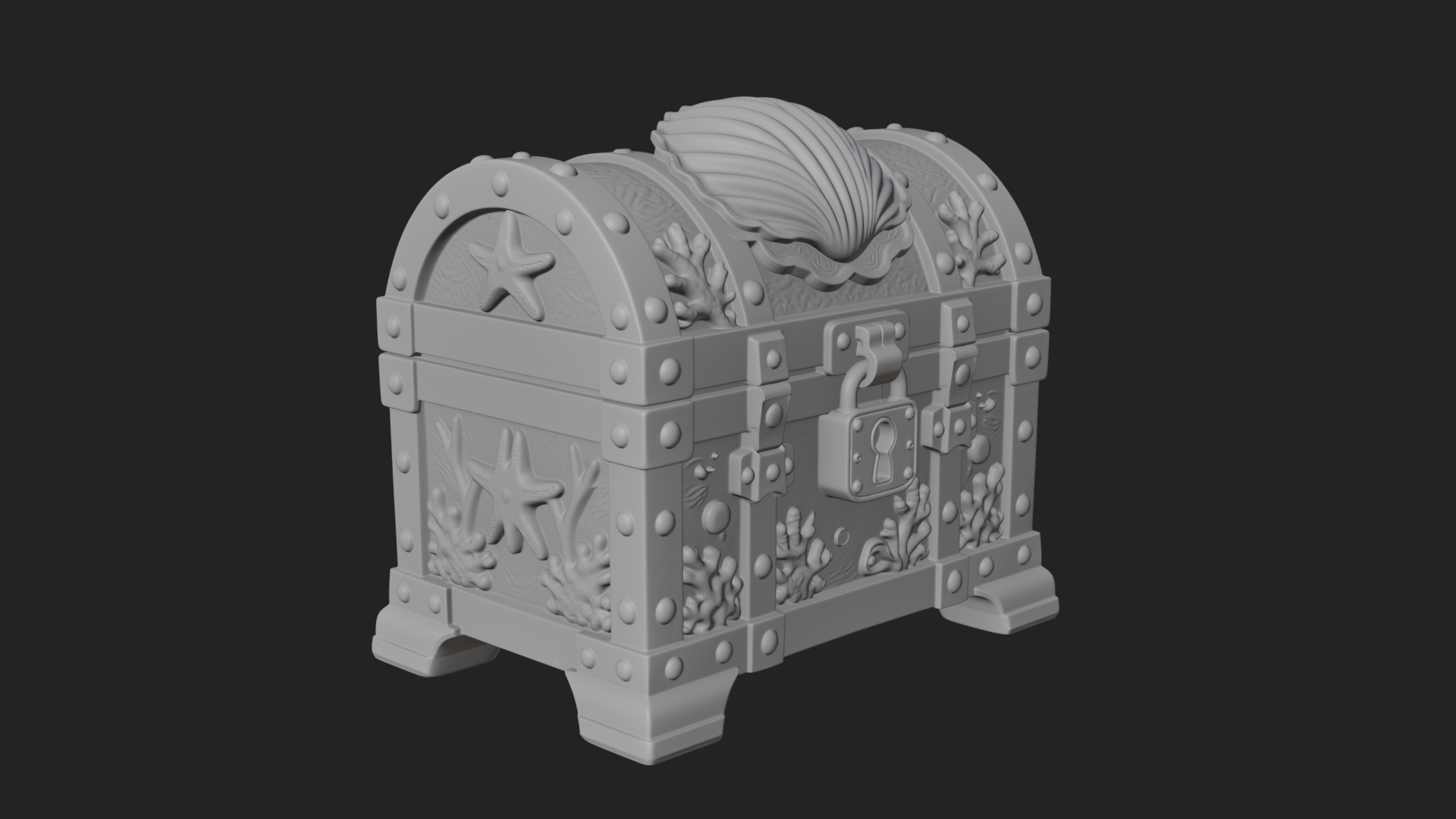 Coral Sea Treasure Chest Model Design 2 3D Print Model 3D Model