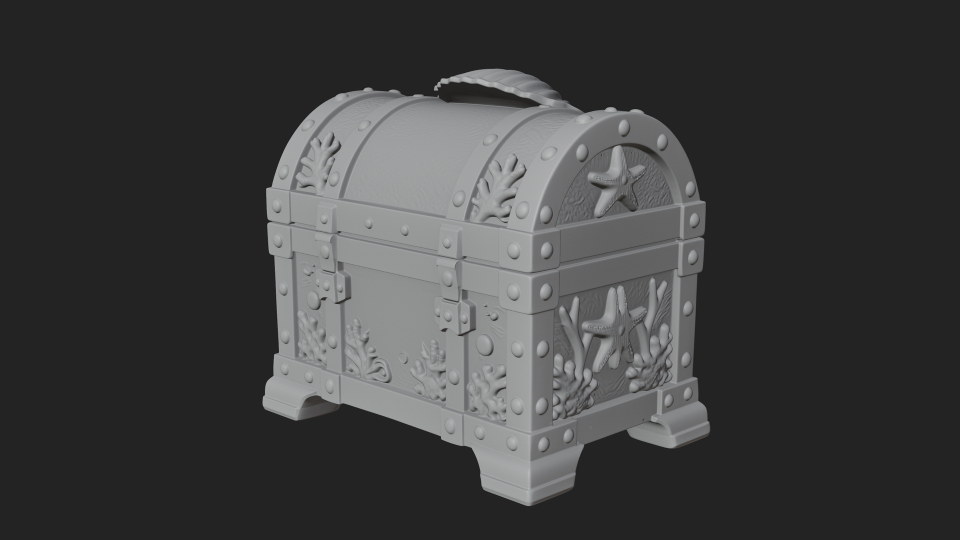 Coral Sea Treasure Chest Model Design 2 3D Print Model 3D Model