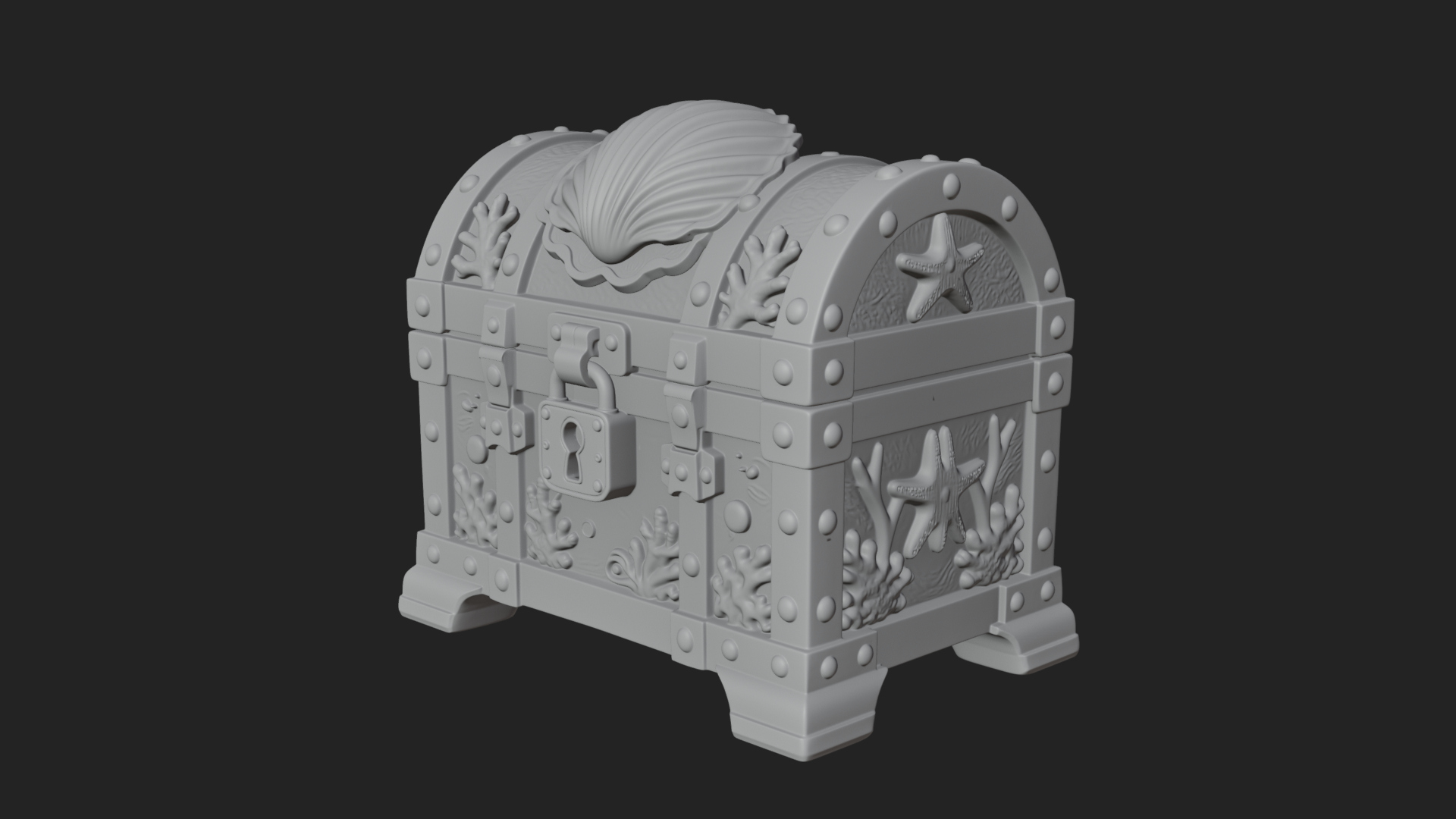 Coral Sea Treasure Chest Model Design 2 3D Print Model 3D Model