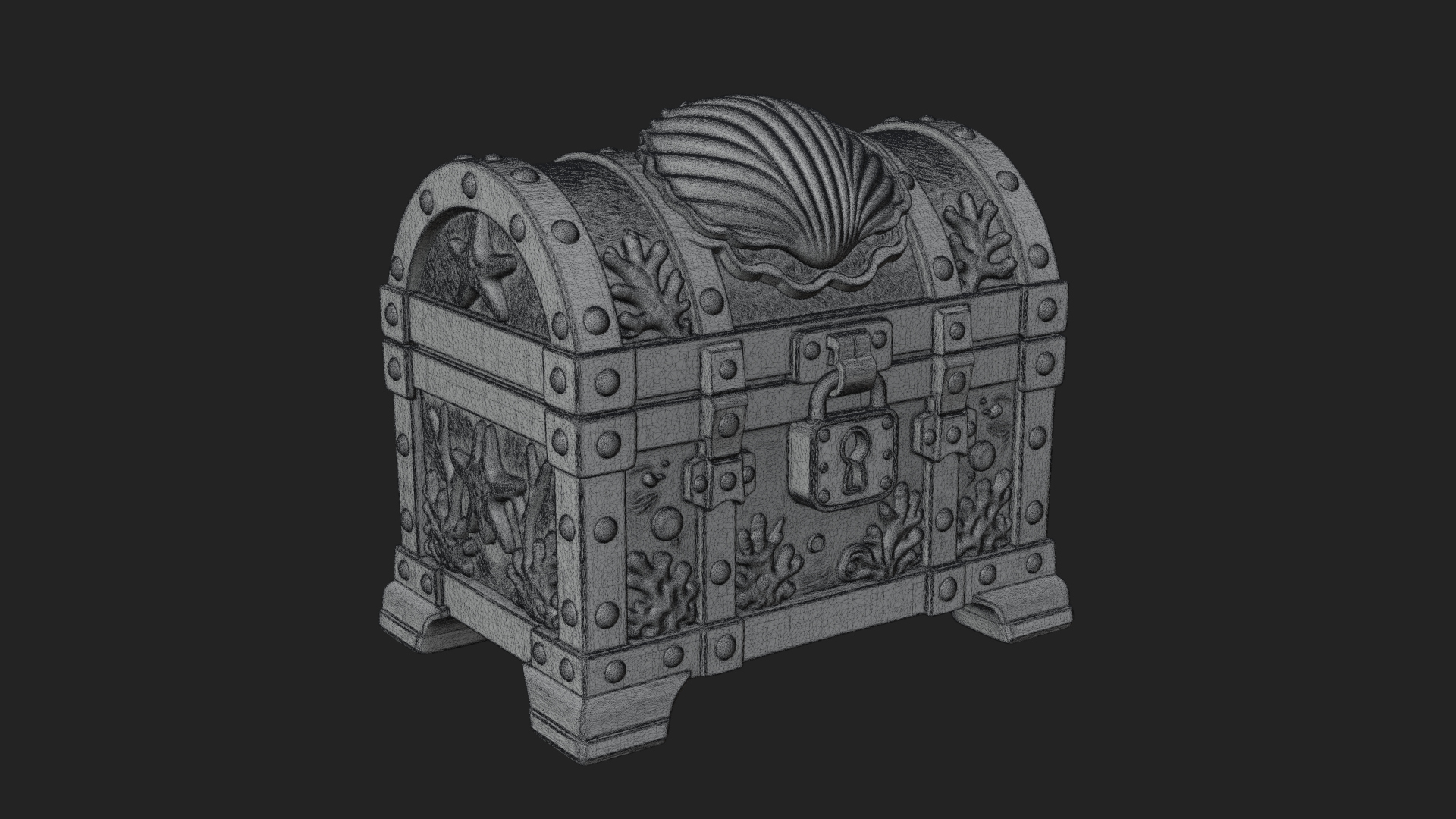 Coral Sea Treasure Chest Model Design 2 3D Print Model 3D Model