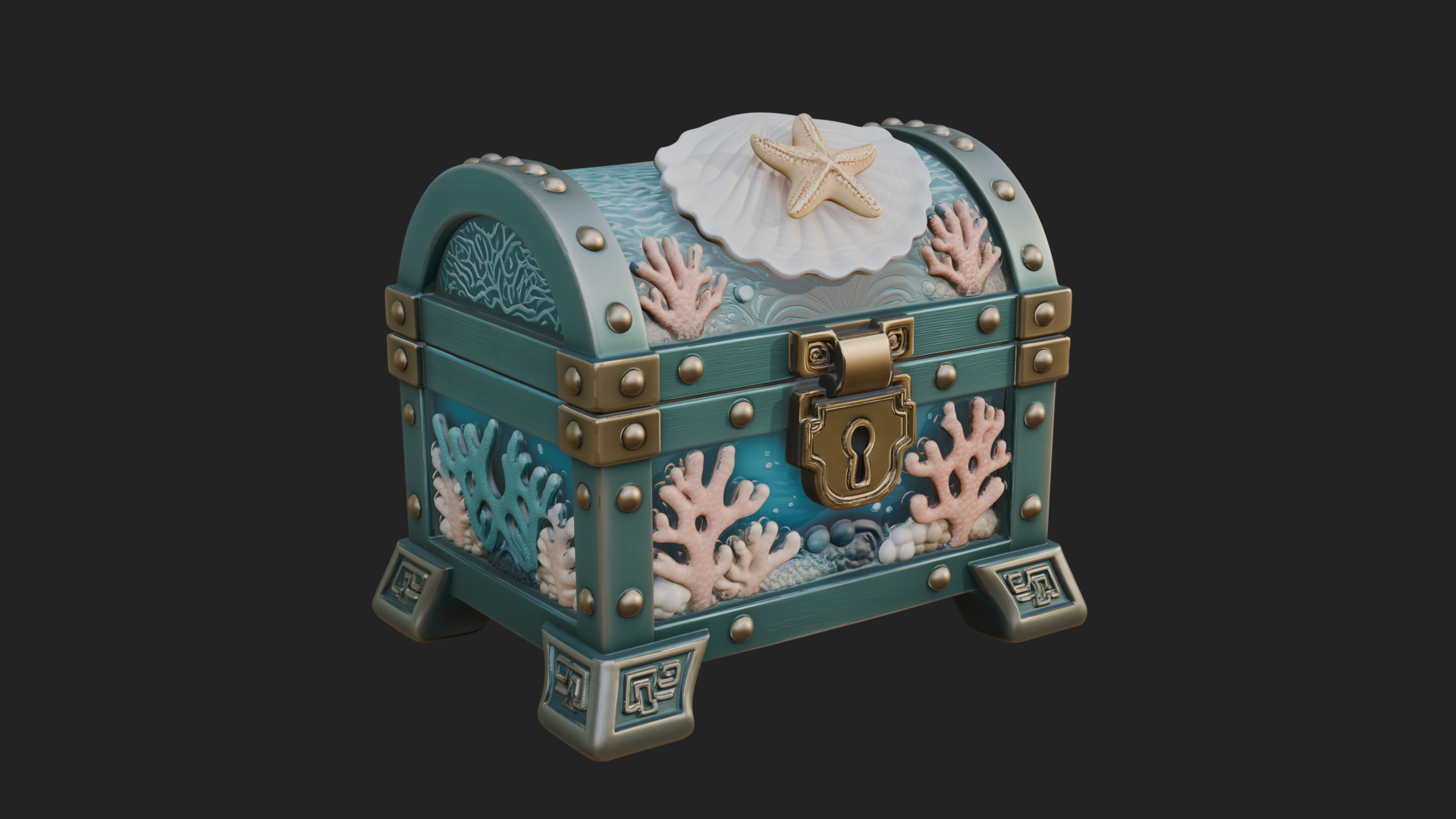 Coral Sea Treasure Chest Model Design 3 3D Print Model 3D Model