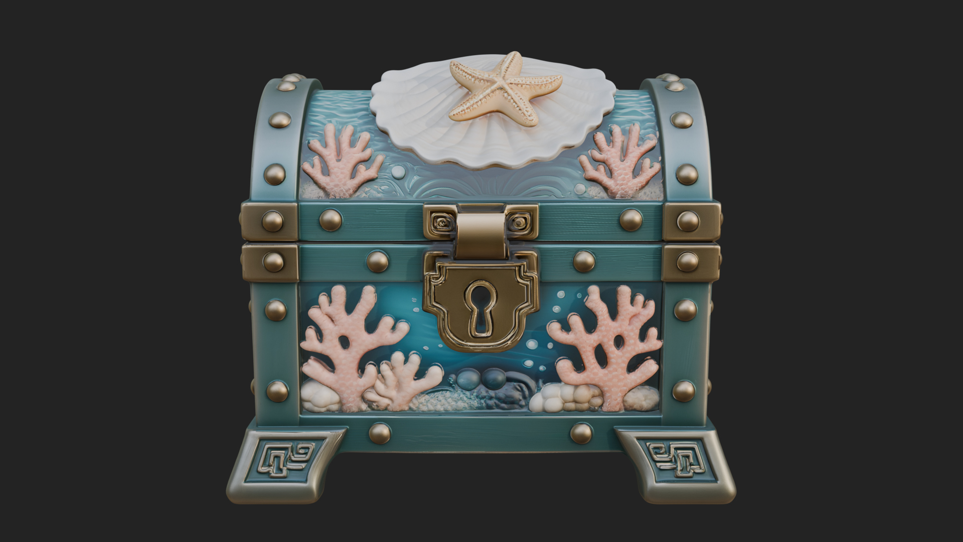 Coral Sea Treasure Chest Model Design 3 3D Print Model 3D Model