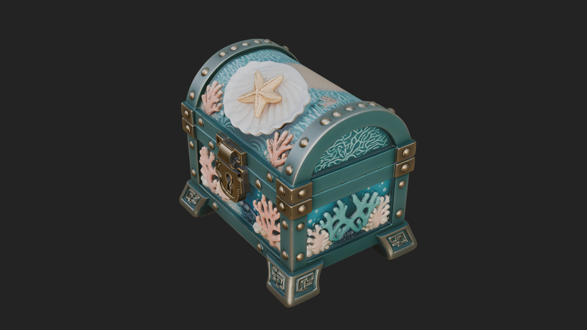 Coral Sea Treasure Chest Model Design 3 3D Print Model 3D Model