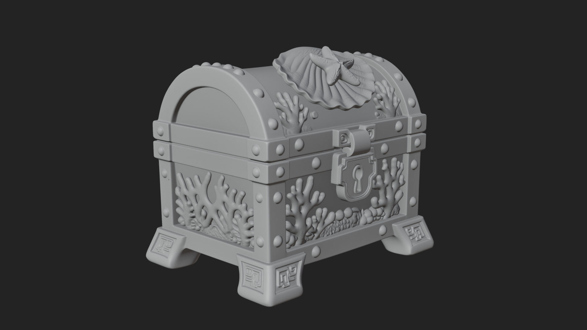 Coral Sea Treasure Chest Model Design 3 3D Print Model 3D Model