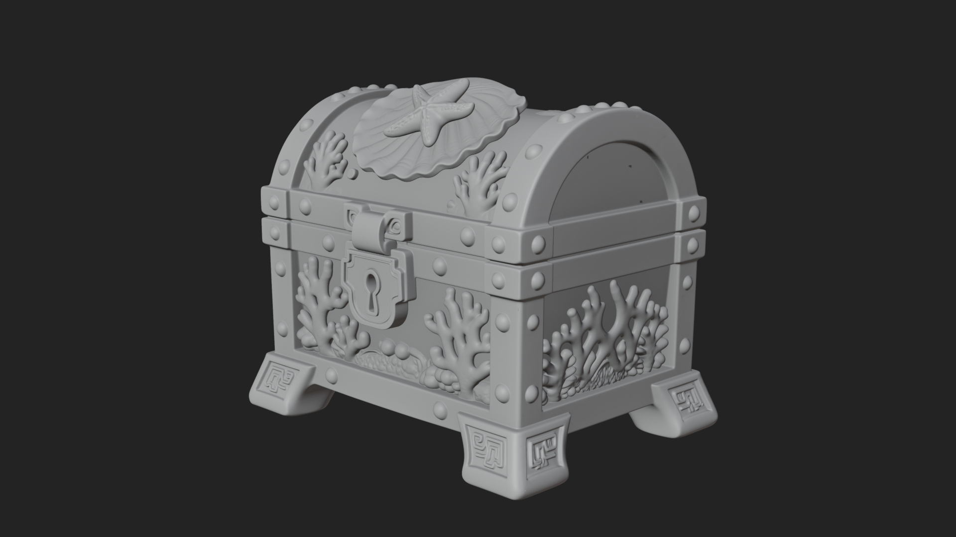 Coral Sea Treasure Chest Model Design 3 3D Print Model 3D Model