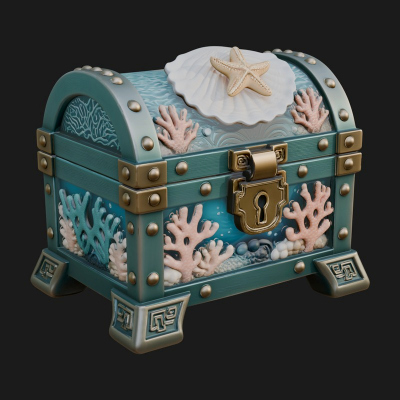 Coral Sea Treasure Chest Model Design 3 3D Print Model