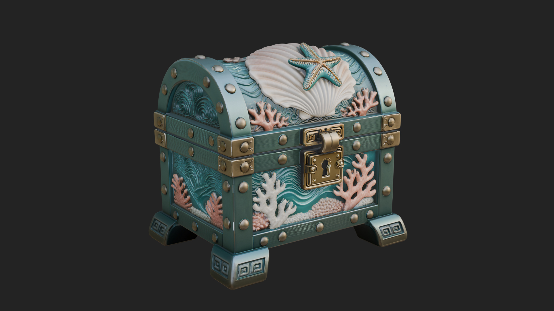 Coral Sea Treasure Chest Model Design 4 3D Print Model 3D Model