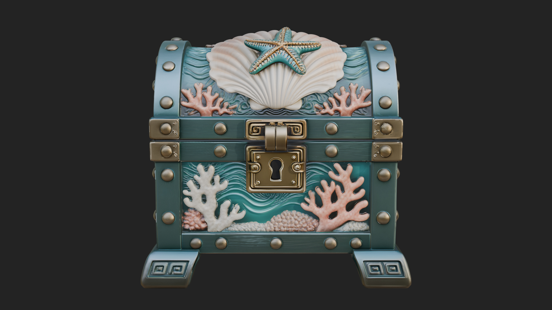 Coral Sea Treasure Chest Model Design 4 3D Print Model 3D Model