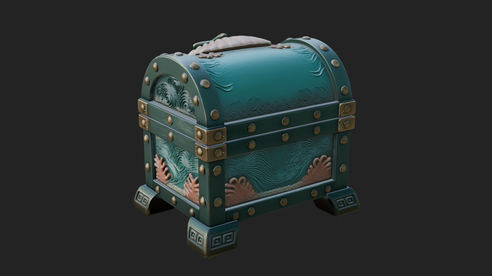 Coral Sea Treasure Chest Model Design 4 3D Print Model 3D Model
