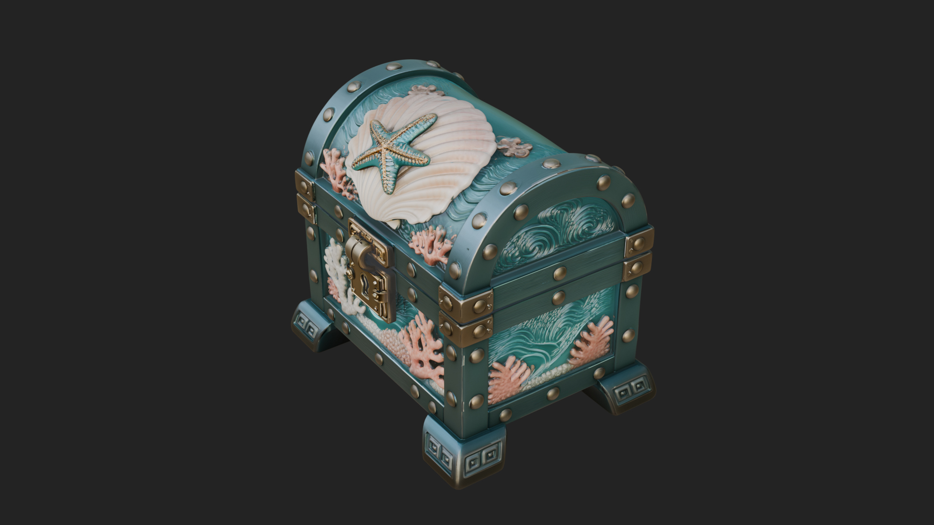 Coral Sea Treasure Chest Model Design 4 3D Print Model 3D Model