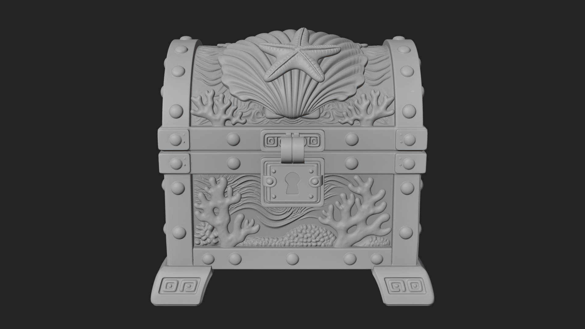Coral Sea Treasure Chest Model Design 4 3D Print Model 3D Model