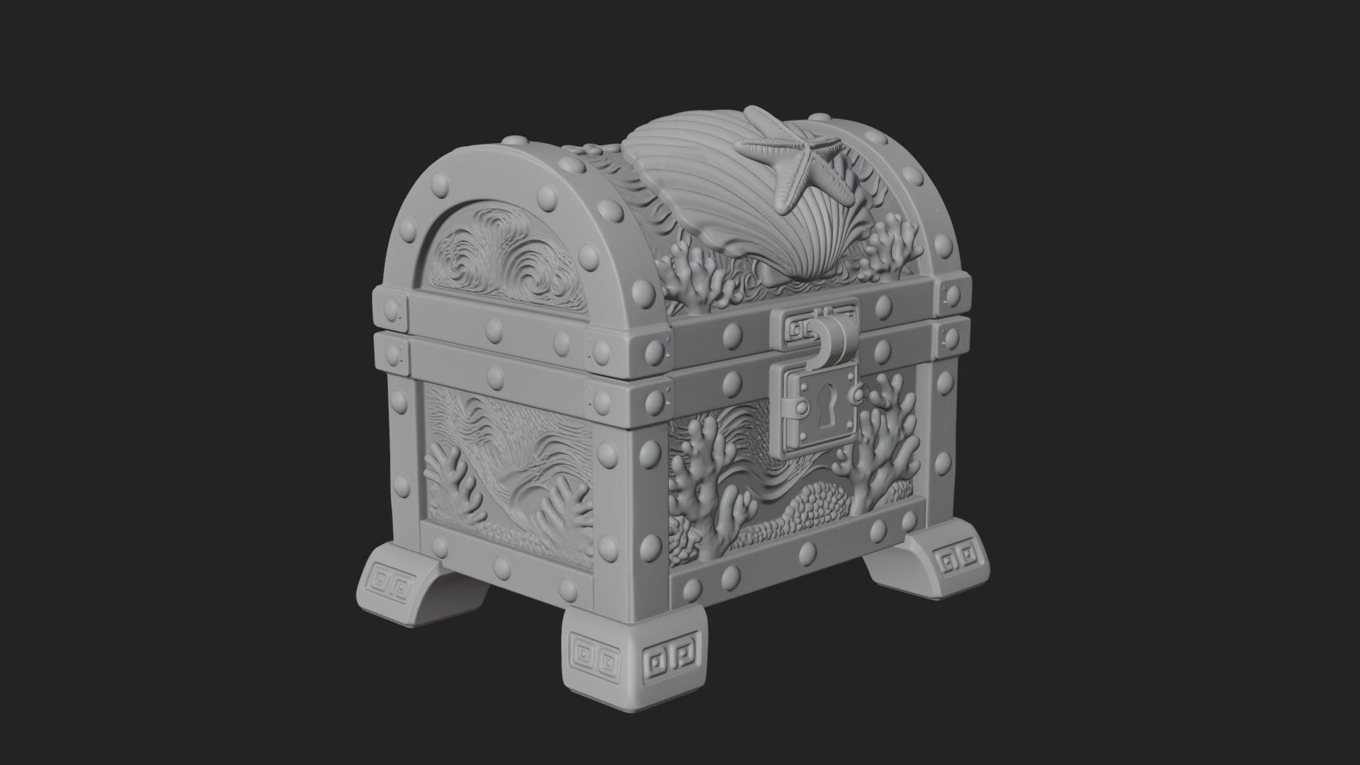 Coral Sea Treasure Chest Model Design 4 3D Print Model 3D Model
