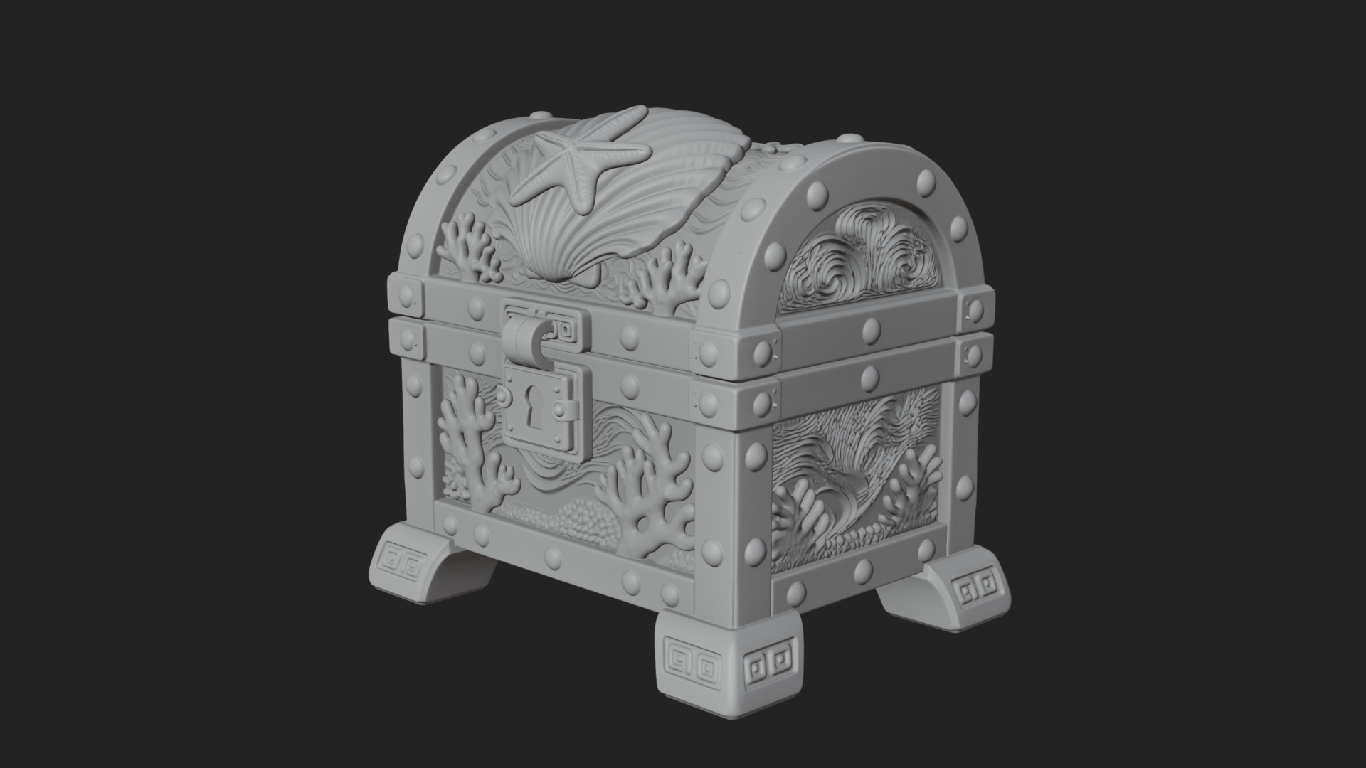 Coral Sea Treasure Chest Model Design 4 3D Print Model 3D Model