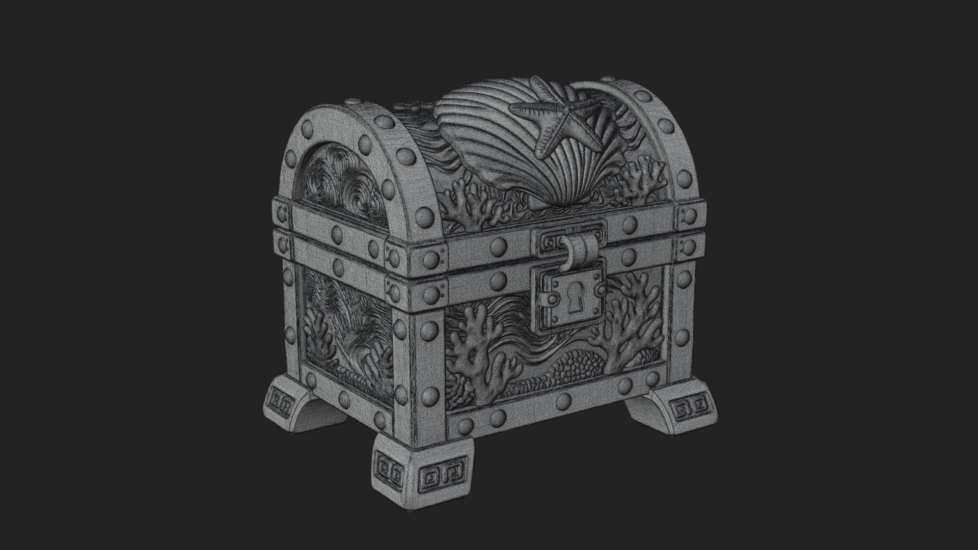 Coral Sea Treasure Chest Model Design 4 3D Print Model 3D Model