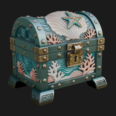 Coral Sea Treasure Chest Model Design 4 3D Print Model