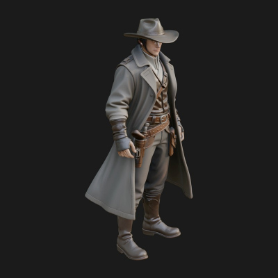 Cowboy Gunslinger Statue Design 1 3D Print Model
