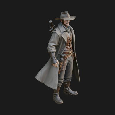 Cowboy Gunslinger Statue Design 3 3D Print Model
